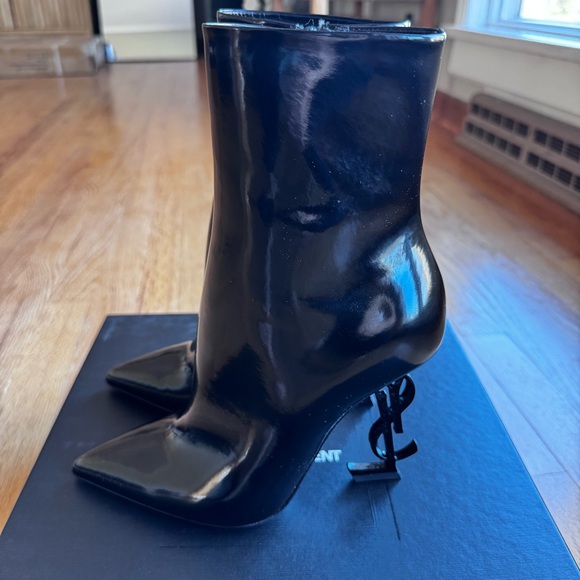 Yves Saint Laurent YSL Opyum 110 Logo Heel Ankle Booties Black EU 36 NWT - Picture 3 of 16
